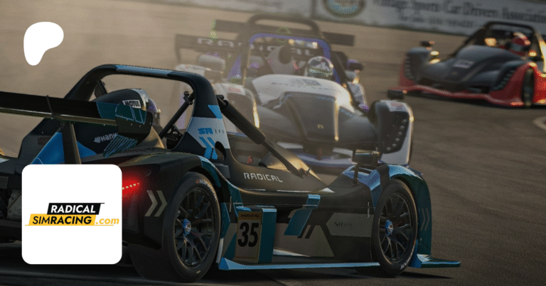 A racing scene with the Patreon logo